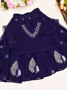 Conjunto de Lehenga y Choli con Volantes de Georgette Azul Rey para Niñas, Marca Shoryam Fashion |   Vestido Largo para Fiestas, para Todas las Temporadas, Elegante, Ropa Étnica para Niños - Product Image 5