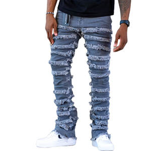 Pantalones apilados de color puro de diseño personalizado, ropa informal de lona de cintura media, patrón recto, tarifa al por mayor con etiqueta privada - Product Image 2