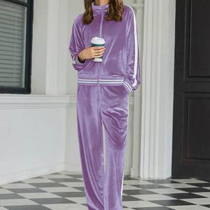 Survêtement en velours pour femmes, poids lourd, produit tendance en bas quantité minimale de commande, marque privée, ensemble de survêtement en velours pour femmes - Product Image 5
