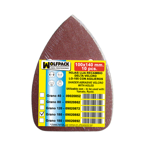 Lija Ricambio Velcro Delta 140x100 mm. Con Foro Grano 180 (10 Pezzi) - Product Image 4