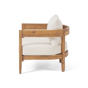 Chaise d'extérieur moderne en bois de teck avec coussin imperméable pour jardin patio salon hôtel parc ou ferme - Product Image 5