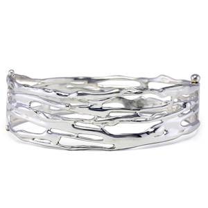 Organic Handmade Statement Bangle, Unique Jewellery, Statement Jewellery, Handmade Bangle, Large Bangle 925 Sterling Silver - Product Image 3