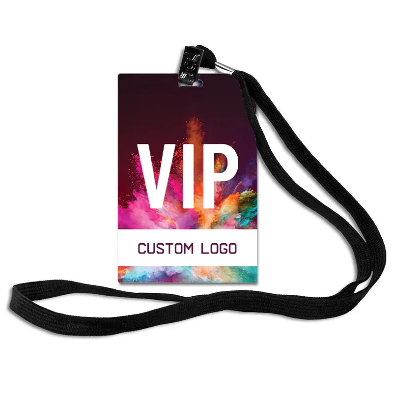 Aangepaste Grootte Cmyk Full Color Printing Vip Pass Vip Card Id Badge Voor Evenementen