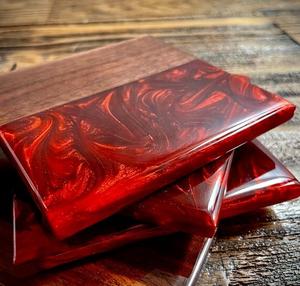 Ensemble de sous-verres en bois d'acacia et résine époxy personnalisés de haute qualité sous-verres pour boissons, thé, café - Product Image 5