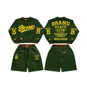 Premium 220 GSM polyester windbreaker short set <b>green</b> purple panel design sublimation logo Windbreaker Shorts Set for Men - Product Image 6