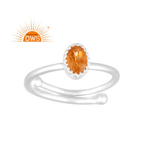 แหวนพลอยซิทรีนธรรมชาติแบบเรียงซ้อนได้เงินแท้ปรับแต่งได้ - Product Image 1