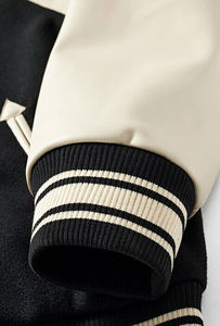 High Quality Custom <b>Canvas</b> Stand Collar Front Pocket Bomber <b>Jacket</b> with Chenille Embroidery for <b>Men</b> - Product Image 4