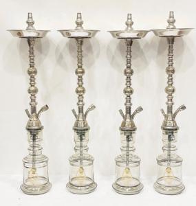 Premium lujo tradicional egipcio Shisha plata latón macizo dos niveles Mini Hookah profundo grabado a mano vástago de acero inoxidable - Product Image 1