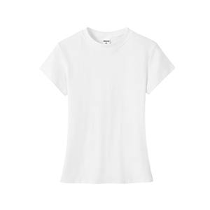 Camiseta informal para mujer, camiseta de verano de Color sólido con mangas cortas sueltas y método de tejido no tejido con cuello redondo - Product Image 2