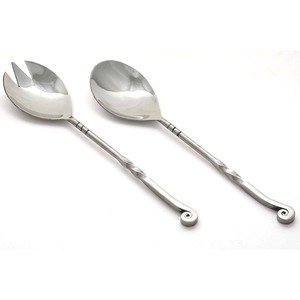 Mango de latón con relieve dorado mate hecho a mano, mango de diseño de serpiente, juego de vajilla para ensalada, juego de diseño real para comedor y servidor de ensaladas - Product Image 3