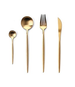 Ensemble de couverts d'hôtel Cuillère en acier inoxydable dorée Ustensile de restaurant Couverts de mariage - Product Image 5