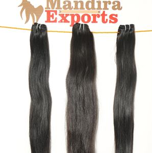 100% Remy vierge vendeur couleur noire longue ligne droite soyeuse machine double trame faisceau naturel temple indien Extensions de cheveux humains - Product Image 6