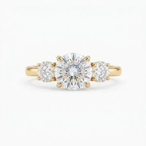 แหวนเพชรแท้ทรงกลมเจียระไนแบบบริลเลียนท์ประดับเพชรด้านข้าง ทองคำขาว 18K สำหรับผู้หญิง จาก LILABA ENTERPRISE ระดับความสะอาด F VVS2 ได้รับการรับรองจาก GIA - Product Image 1
