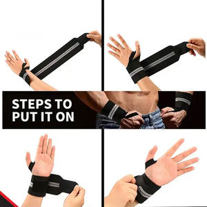 Bandes de poignet en néoprène pour la musculation avec crochets, poignées et sangles pour les soulevés de terre et les entraînements en salle de sport - Product Image 2