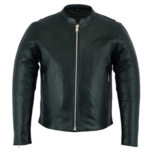Veste de moto en cuir sur mesure pour hommes Veste de moto en cuir PU ou en cuir de vachette véritable résistante de style motard noir Vestes pour hommes de grande taille - Product Image 1