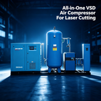 Kompresor Udara Sekrup Terintegrasi 37kW 50HP untuk Pemotongan Laser Serat 20kW-30kW 1.6MPa Sistem Udara Terpasang di Skid Logo Kustom Grosir