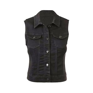 Gilet en jean unisexe pour homme et femme, nouveau design tendance, sans manches, veste de cow-boy, gilet en jean à capuche pour femme, fabrication en usine - Product Image 1