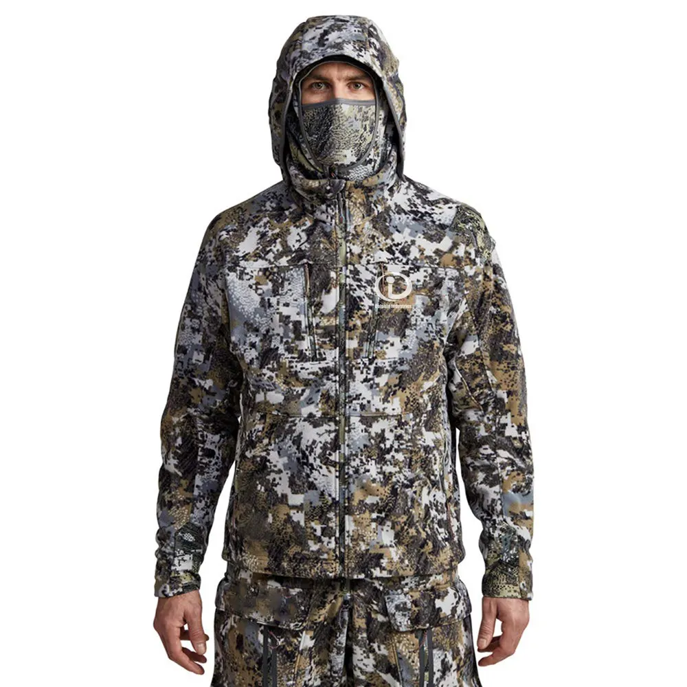 Koleksi musim dingin pakaian berburu bertudung ritsleting jaket ketat tersedia lengan penuh dalam semua ukuran