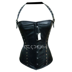 COSH CORSETS Corset Halter en Cuir Noir avec Bretelles à Boucles et Détails Cloutés - Product Image 1