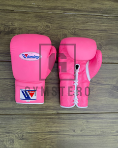 Gants de boxe GYMSTERO Winning en cuir de vachette rose, à fermeture auto-agrippante, avec sangle de poignet réglable, logo personnalisé, haute performance - Product Image 4