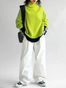 Conjunto Casual de Color Sólido, Top Corto Tejido y Pantalones Largos con Diseño Estampado, 100% Algodón, Impermeable, Transpirable, Sudadera con Logotipo Frontal para Invierno - Product Image 3
