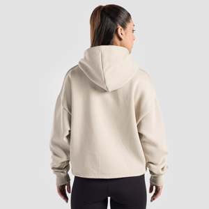 Sudadera con capucha extragrande Crest con cremallera completa en beige, tejido de punto transpirable - Product Image 2