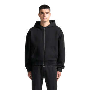 Ensemble décontracté respirant pour homme, deux pièces, tenue élégante, sweat à capuche à double fermeture éclair, pantalon évasé, survêtement, 100% coton molletonné, jogging d'hiver - Product Image 6