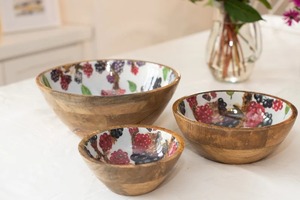 Cuenco de madera ligero y sostenible hecho de madera recuperada con grano natural para acampar y viajar a precio mayorista - Product Image 3