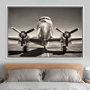 Toile imprimée : Art mural abstrait sur le thème de l'aviation pour une décoration moderne, TOILE ENCADRÉE BLANCHE - Product Image 1
