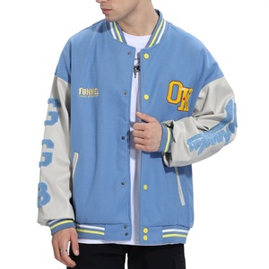 New Fashion Men Baseball Jacket Plush Loose Fit Woolen Embroidered Letter Custom Logo Winter Casual Wear Coated Set - Product Image 4