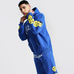 Custom Two Piece <b>Set</b> Chenille Printing Sweatsuit <b>Set</b> Men Tracksuit Streetwear Hoodie and Flared <b>SweatPants</b> <b>Set</b> With Zipper - Product Image 5