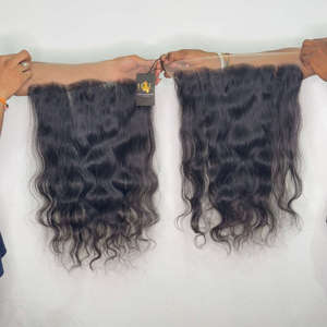 Lot de cheveux humains indiens bruts ondulés, tissés en mèches, avec frontale en dentelle HD pour perruques - Product Image 2