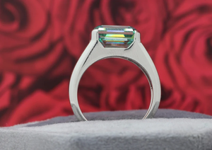 แหวนผู้ชายลายเพชรโมอิสสีฟ้า3.17 CT แหวนหมั้นและแต่งงานสำหรับเครื่องประดับแฟชั่นของผู้ชาย - Product Image 5