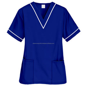 Scrubs Top Apparel para mujer 3 bolsillos con cuello en V Quirúrgico Scrubs Tops manga corta estiramiento médico y uniforme de enfermería Top para damas - Product Image 1