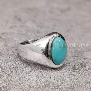 Wholesale <b>Mens</b> Ring New Arrival Natural Turquoise Gemstone December Birthstone Father's Day <b>Jewelry</b> 925 Sterling Silver Ring - Product Image 2