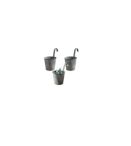 Oniya-Juego de dos macetas de jardín para exteriores con diseño de cuerda rústica, barandilla colgante cilíndrica de metal galvanizado vintage - Product Image 4