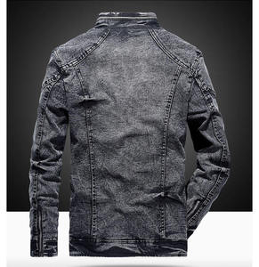 Nouvelle veste en jean vintage pour homme, coupe ajustée, 100% coton, col montant et logo sur le devant, pour l'automne et l'hiver - Product Image 2