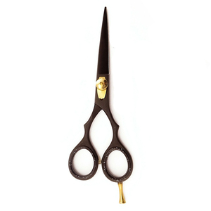 Ciseaux de coupe de cheveux de haute qualité couleur noire métal acier maison et ciseaux de Salon professionnel avec vis en or - Product Image 6