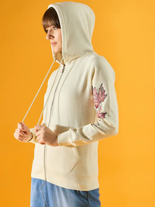 Sweat à capuche brodé pour femme, coupe décontractée à épaules tombantes, design unique, anti-plis, respirant, 100 % coton, style urbain - Product Image 6