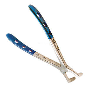 Medio azul titanio recubierto agujero diseño mango Fig 79 Dental extracción fórceps OEM/ODM patrón inglés extracción de dientes fórceps - Product Image 4