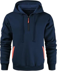 Hoodies Casual Pullover Hooded Sweatshirt Long Sleeve Quarter Zip <b>Hoody</b> Tops With Kangaroo Pocket - Product Image 1