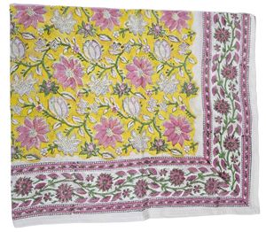 Pareo Sarong Floral con Estampado a Mano Sanganeri, Algodón Hecho a Mano, Talla Única - 44 pulgadas X 72 pulgadas - Product Image 2