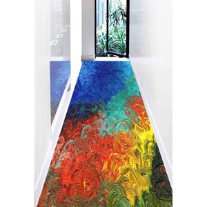 Alfombra con Diseño Abstracto Colorido: Alfombra Decorativa de Arte Moderno, Alfombra Impresa, Alfombra Delgada No Tejida - Product Image 4