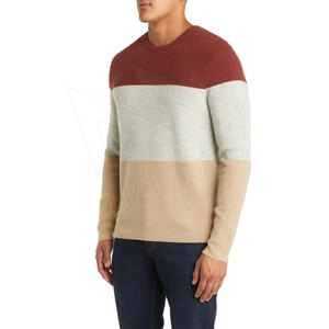 Tricoté rayé col rond hommes chandails coton laine haute qualité fabricant pas cher prix respirant sports d'hiver hommes pull - Product Image 3