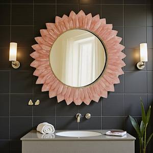 Handmade Rose Quartz Stone Vanity Wall Hanging <b>Mirror</b> Customized Modern Gemstone Bathroom <b>Mirror</b> and Designer Office <b>Mirror</b> <b>Deco</b> - Product Image 1