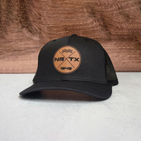 Sombrero de conductor de camión de alta calidad, gorra de lona barata al por mayor, Parche de cuero personalizado con logotipo, malla trasera a presión, rendimiento informal medio