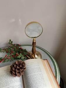 Loupe de table en laiton et bois - Product Image 5