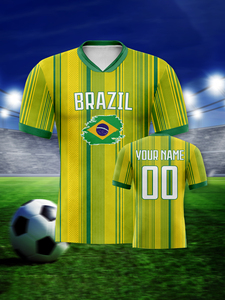 Camiseta de fútbol unisex personalizada, diseño de bandera brasileña, chaleco personalizado, camiseta para aficionados, nombre del equipo, número, uniforme del equipo de fútbol de Brasil - Product Image 5