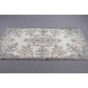 พรมตุรกีขนาด 3.6x7.2 ฟุต พรมวินเทจ ลายต้นไม้และพืชสีน้ำเงินขาว พรมขนสัตว์ - Product Image 3