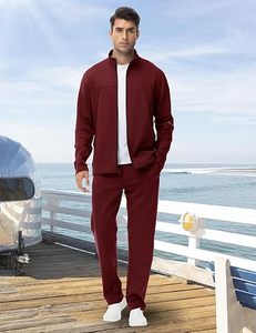 Ensemble de jogging deux pièces avec fermeture éclair personnalisé de haute qualité grande taille pour hommes Survêtements d'hiver à motif solide Respirant - Product Image 5